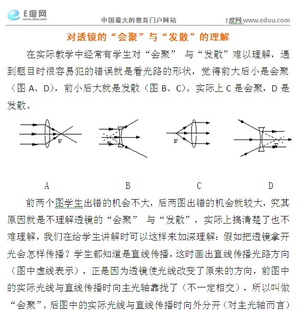 对透镜的“会聚”与“发散”的理解