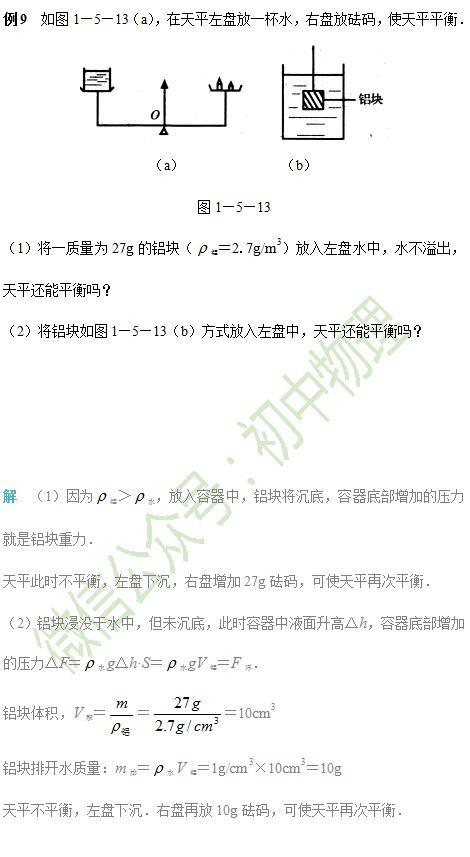 初中物理浮力与压强9道经典例题及详细解析